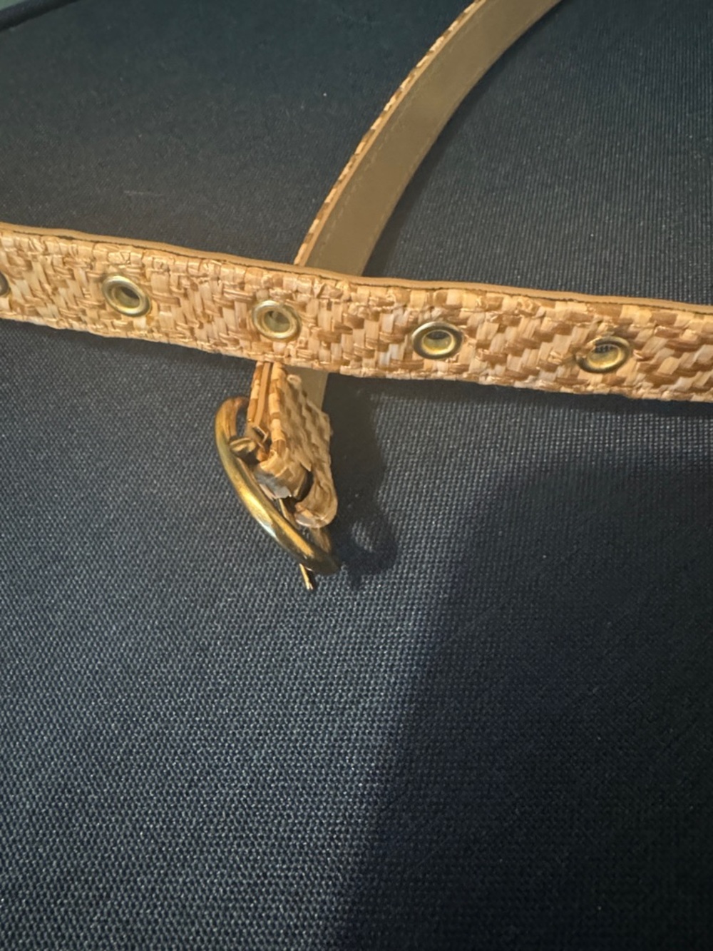Source Unknown Woven Tan Belt with Gold Buckle